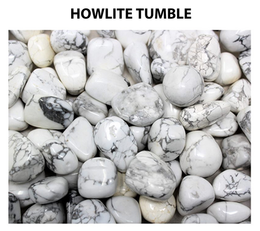 Howlite Tumble Stone, A Grade Tumbled Stone. Howlite Crystal Gemstone