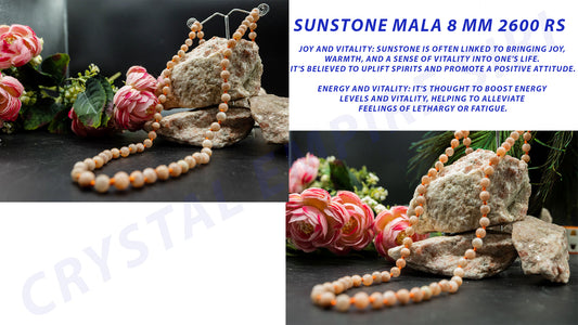 Sunstone Mala, Prayer Necklace, Knotted Mala, Sunstone Necklace, Bead Mala, Sunstone Mala, Yoga, Mantra Mala