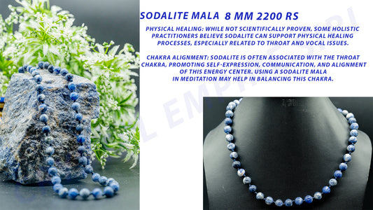 SODALITE Mala-108 Bead Mala-Mala Beads-Gemstone Mala-Crystal Mala-Meditation Mala-Blue Mala-Stone-Traditional-Yoga-Knotted-