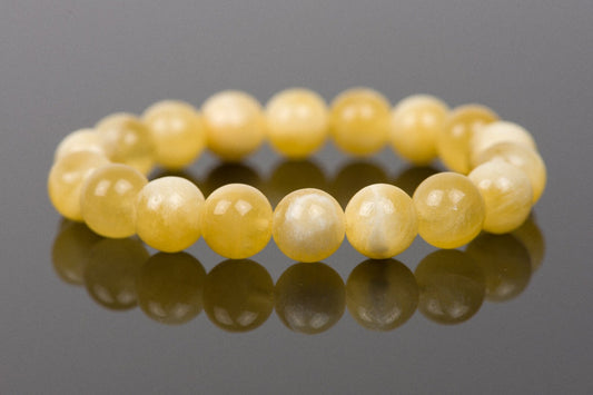 Yellow Calcite Bead Bracelet - Confidence Boost, Energy Healing, Chakra Cleansing, Crystal Healing Bracelet