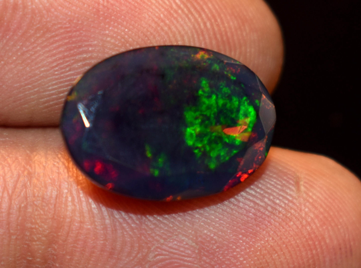 Black Ethiopian Opal, Oval Faceted Loose Gemstone, 5.15 Carat, Size-17x12x6mm, For Jewelry Making,