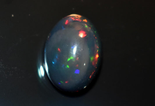 Black Ethiopian Opal, Welo Fire Oval Smooth Cabochon Loose Gemstone, 4.00 Carat, Size-10x14x6.5mm, For Jewelry Making,