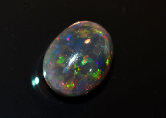Black Ethiopian Opal, Welo Fire Oval Smooth Cabochon Loose Gemstone, 5.10 Ct, Size-11x14.5x6.5mm, For Jewelry Making,
