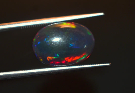 Black Ethiopian Opal, Welo Fire Oval Smooth Cabochon Loose Gemstone, 3.35 Ct, Size-10x14x4.5mm, For Jewelry Making,