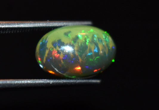 Black Ethiopian Opal, Welo Fire Oval Smooth Cabochon Loose Gemstone, 3.35 Ct, Size-9x13x5.5mm, For Jewelry Making,