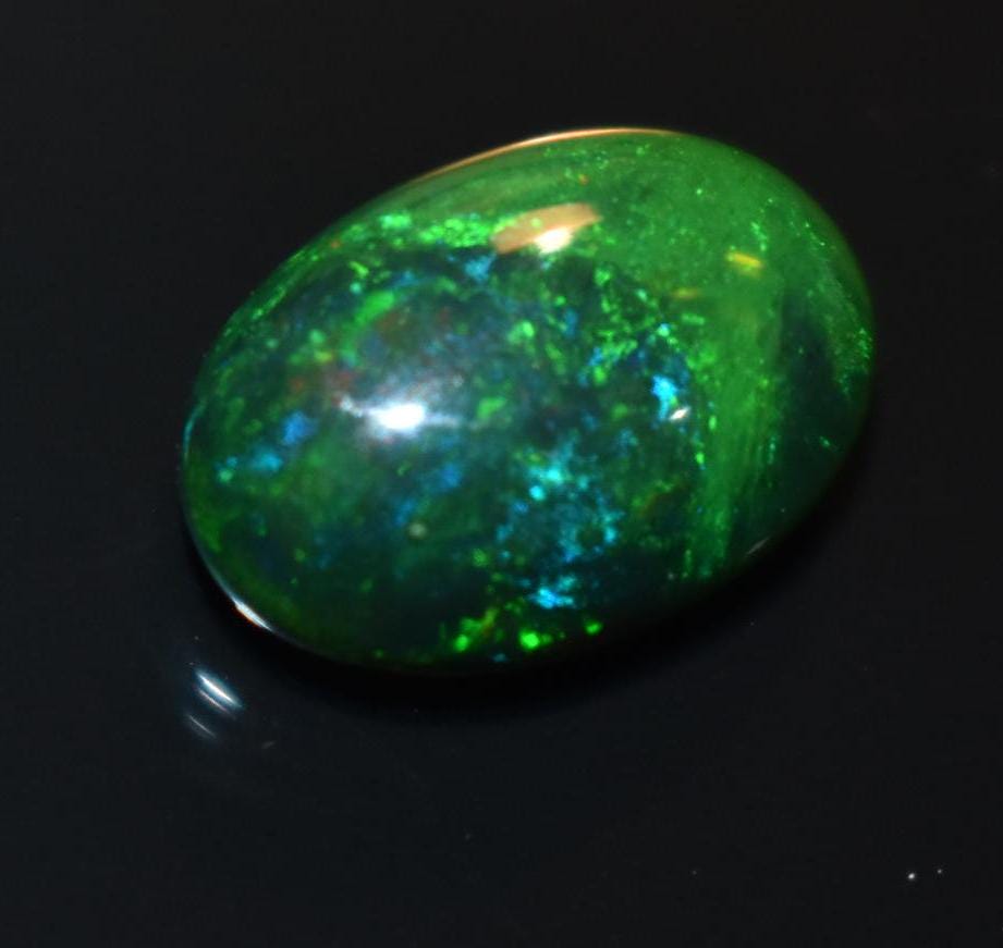 Black Ethiopian Opal, Welo Fire Oval Smooth Cabochon Loose Gemstone, 2.85 Ct, Size-8.5x12.5x5mm, For Jewelry Making,