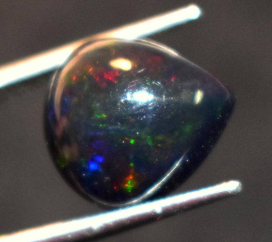 Black Ethiopian Opal, Welo Fire Heart Shape Smooth Cabochon Loose Gemstone, 4.30 Ct, Size-11.5x12.5x7.5mm, For Jewelry Making,