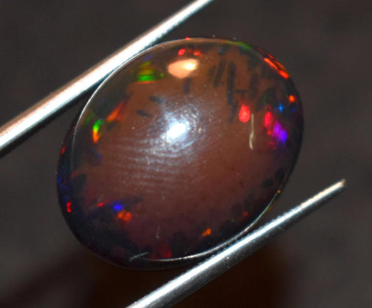 Black Ethiopian Opal, Oval Welo Fire Cabochon Loose Gemstone, 7.40 Carat, Size-13.5x17x7mm, For Jewelry Making,