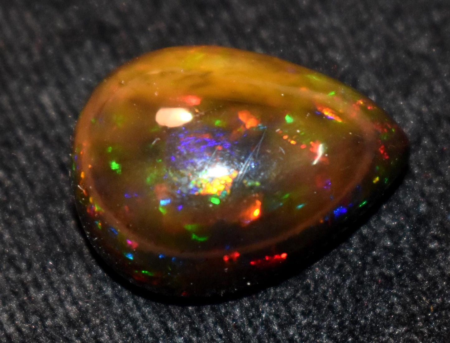 Black Ethiopian Opal, Pear Welo Fire Cabochon Loose Gemstone, 16.90 Carat, Size-16.5x21x10.5mm, For Jewelry Making,