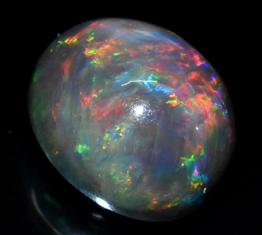 Black Ethiopian Opal, Oval Welo Fire Cabochon Loose Gemstone, 19.85 Carat, Size-16.5x20x12mm, For Jewelry Making,