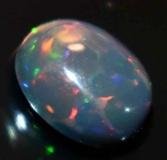 Black Ethiopian Opal, Oval Welo Fire Cabochon Loose Gemstone, 1.90 Carat, Size-8x10x4.5mm, For Jewelry Making,