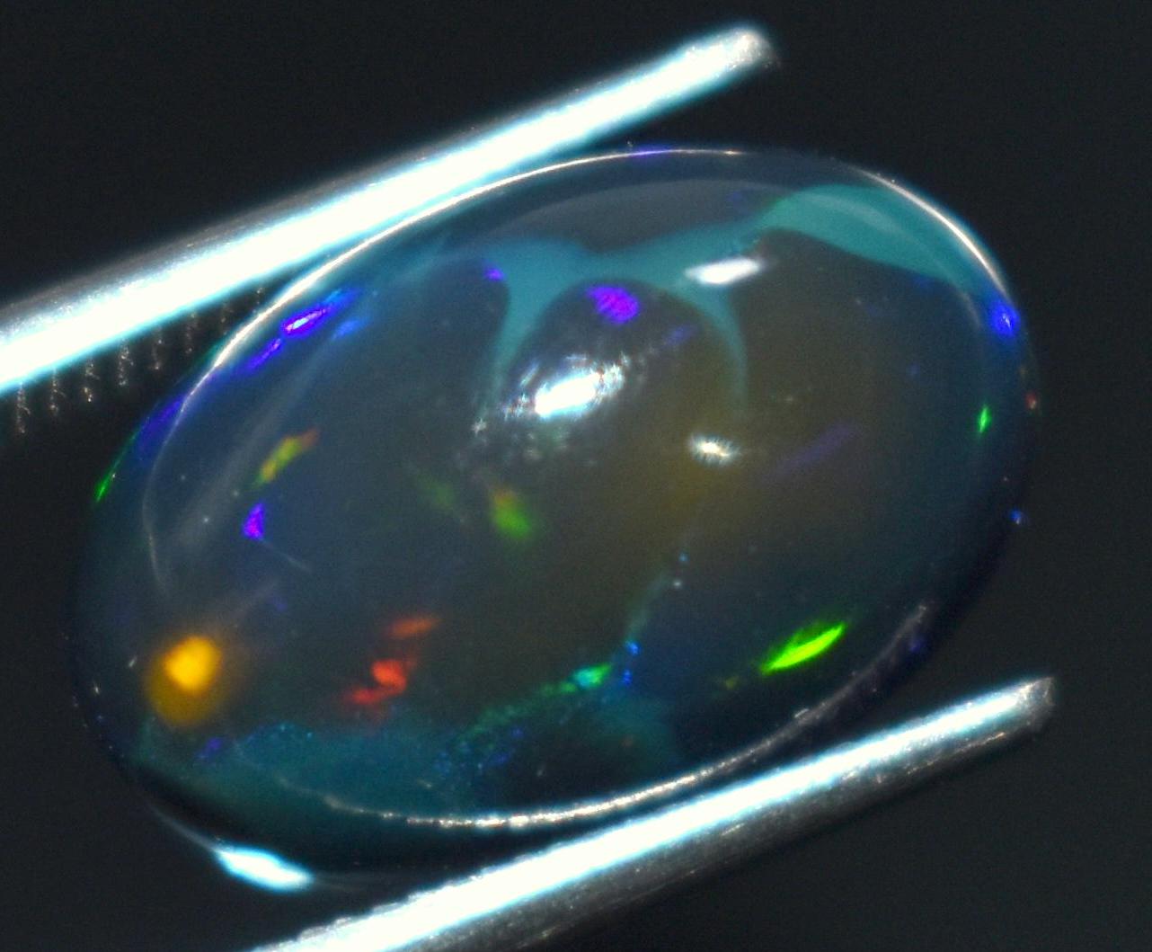 Black Ethiopian Opal, Oval Welo Fire Cabochon Loose Gemstone, 3.15 Carat, Size-7.5x12x6.5mm, For Jewelry Making,
