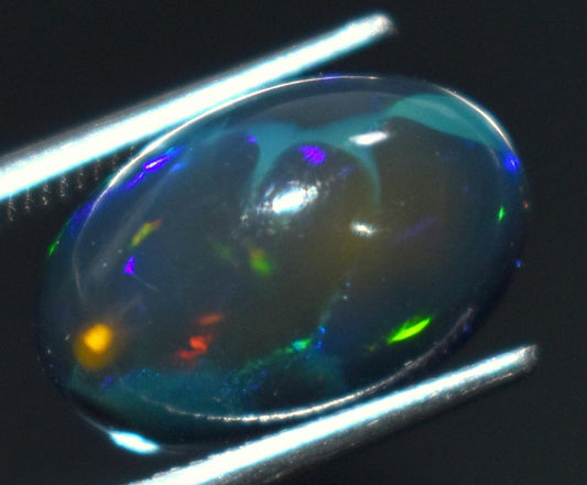 Black Ethiopian Opal, Oval Welo Fire Cabochon Loose Gemstone, 3.15 Carat, Size-7.5x12x6.5mm, For Jewelry Making,