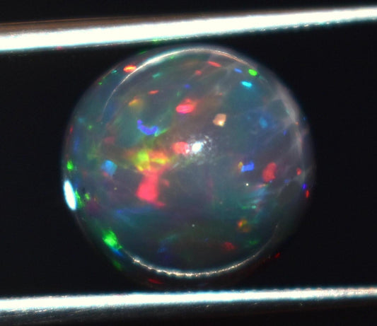 Black Ethiopian Opal, Round Welo Fire Cabochon Loose Gemstone, 3.35 Carat, Size-10.5x10.5x6.5mm, For Jewelry Making,