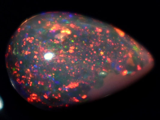 Black Ethiopian Opal, Pear Welo Fire Cabochon Loose Gemstone, 3.30 Carat, Size-9x13x6mm, For Jewelry Making,