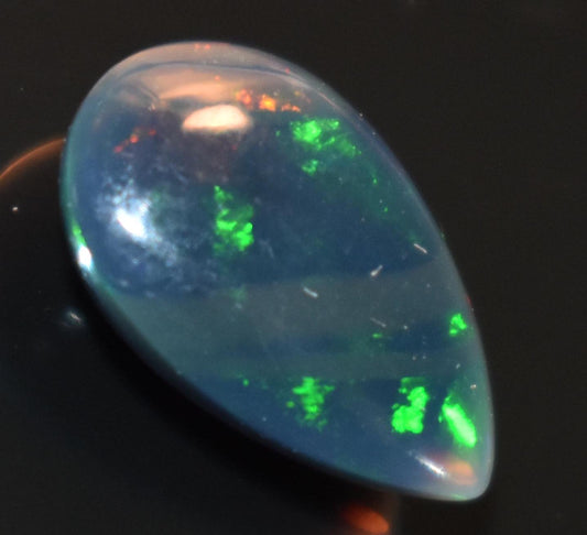 Black Ethiopian Opal, Pear Welo Fire Cabochon Loose Gemstone, 2.05 Carat, Size-8.5x12.5x4.5mm, For Jewelry Making,