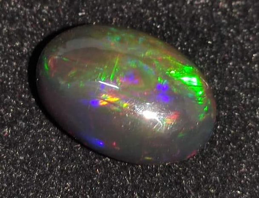 Black Ethiopian Opal, Oval Welo Fire Cabochon Loose Gemstone, 5.40 Carat, Size-11.5x16x6.5mm, For Jewelry Making,