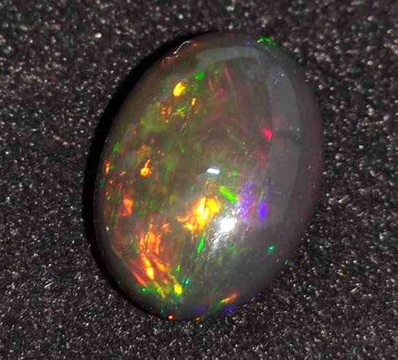 Black Ethiopian Opal, Oval Welo Fire Cabochon Loose Gemstone, 5.40 Carat, Size-11.5x16x6.5mm, For Jewelry Making,