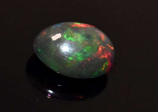 Black Ethiopian Opal, Oval Welo Fire Cabochon Loose Gemstone, 4.45 Crt, Size-10.5x14x7mm, For Jewelry Making, Gift For Her,