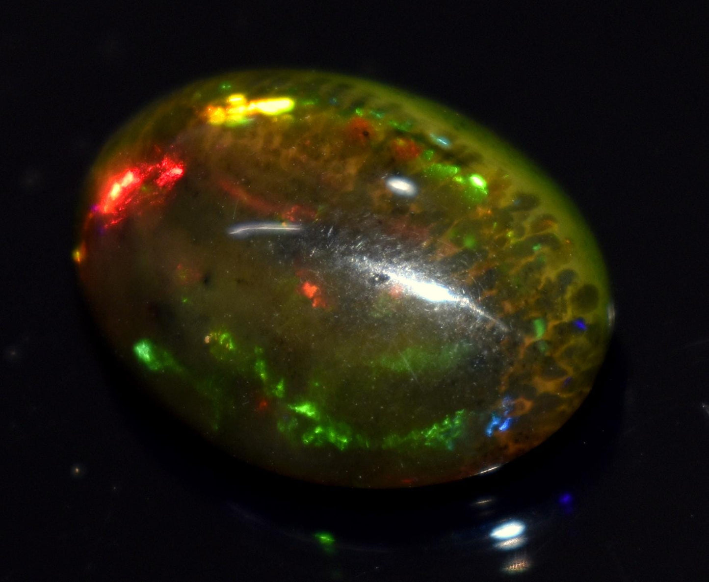 Black Ethiopian Opal, Oval Welo Fire Cabochon Loose Gemstone, 7.15 Carat, Size-13x17x7mm, For Jewelry Making, PC-1