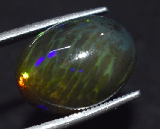 Black Opal, Oval Welo Fire Cabochon Loose Gemstone, 6.10 Carat, Size-12X15.5X7mm, For Jewelry Making, PC-1