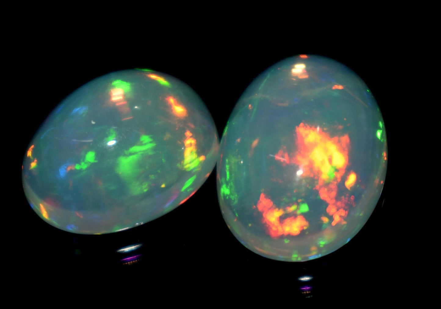 100% Natural Ethiopian Opal, Oval Welo Fire Cabochon Gemstone Lot, 6.50 Carat, Size-10x13.5x5.5mm To 9.5x12x6mm, For Jewelry Making, Piece-2