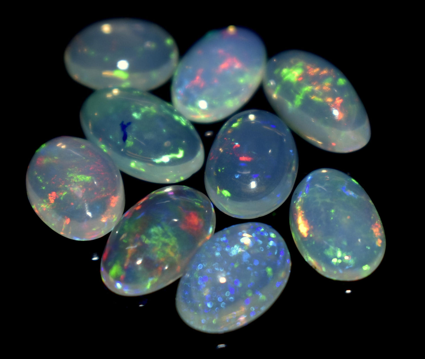 100% Natural Ethiopian Opal, Oval Welo Fire Cabochon Gemstone Lot, 13.15 Ct, Size-10x8x3mm To 10x8x3.5mm, For Jewelry Making, PC-9