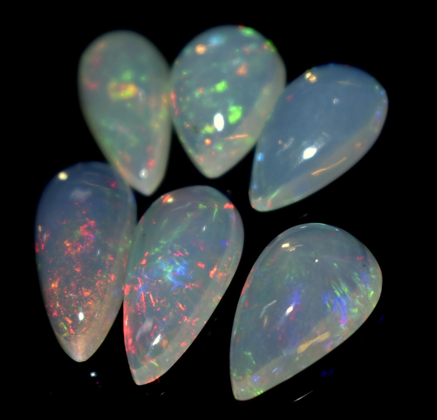 100% Natural Ethiopian Opal, Pear Welo Fire Cabochon Gemstone Lot, 13.20 Ct, Size-16x7x4mm To 12x8x5mm, For Jewelry Making, PC-7