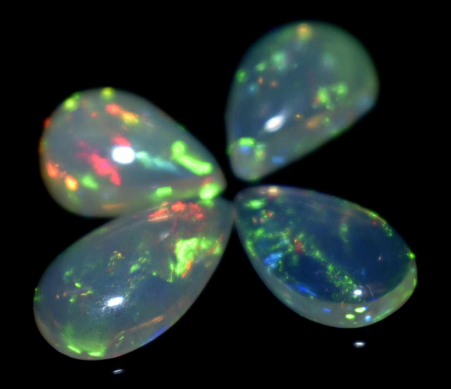 100% Natural Ethiopian Opal, Pear Welo Fire Cabochon Gemstone Lot, 5.70 Ct, Size-13x7.5x3.5mm To 11x8x4mm, For Jewelry Making, PC-4