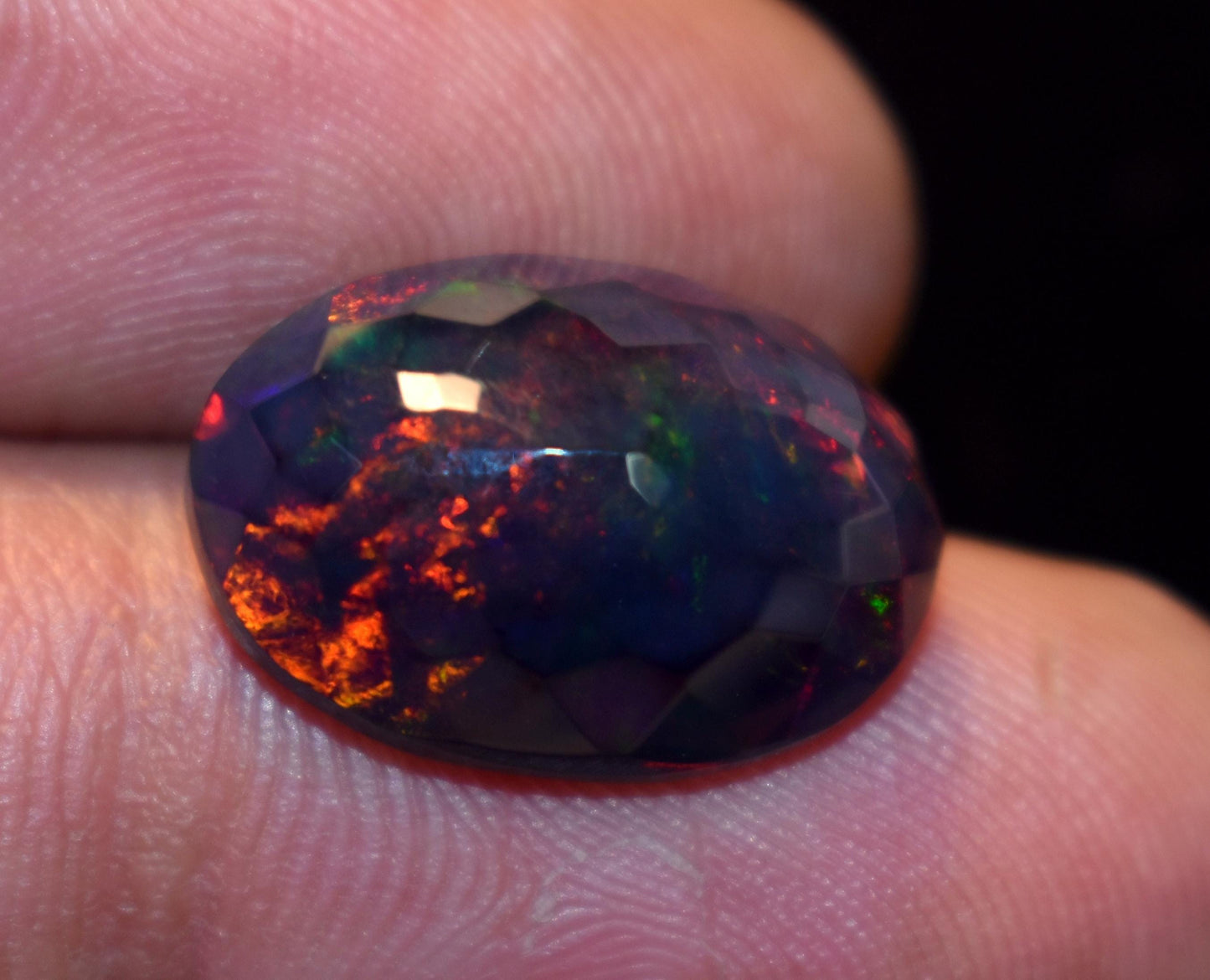 Black Ethiopian Opal, Oval Faceted Loose Gemstone, 5.15 Carat, Size-17x12x6mm, For Jewelry Making,