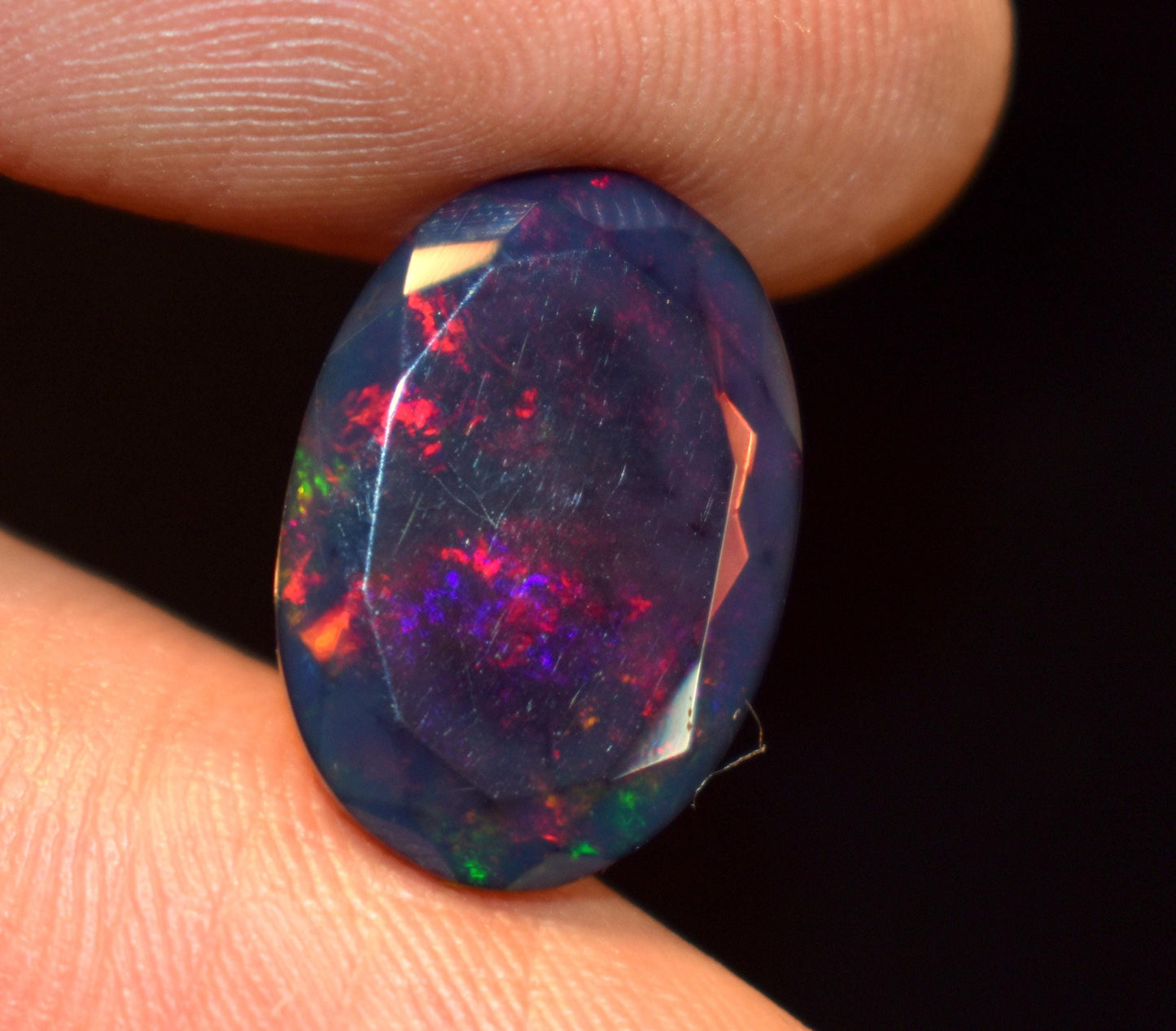 Black Ethiopian Opal, Oval Faceted Loose Gemstone, 5.15 Carat, Size-17x12x6mm, For Jewelry Making,