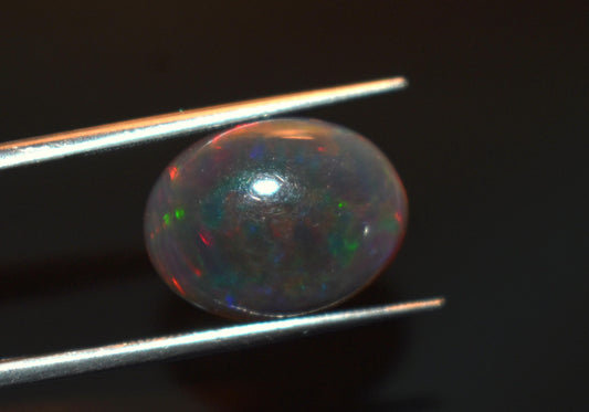 Black Ethiopian Opal, Welo Fire Oval Smooth Cabochon Loose Gemstone, 5.10 Crt, Size-11.5x15x5.5mm, For Jewelry Making,