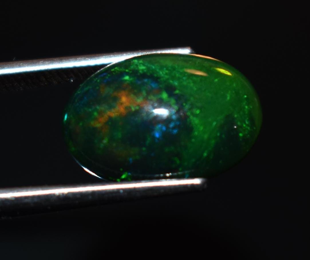 Black Ethiopian Opal, Welo Fire Oval Smooth Cabochon Loose Gemstone, 2.85 Ct, Size-8.5x12.5x5mm, For Jewelry Making,