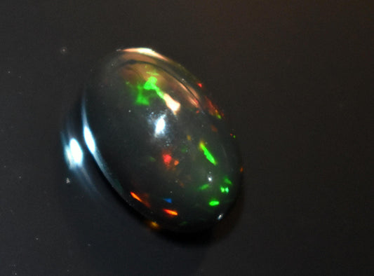 Black Ethiopian Opal, Welo Fire Oval Smooth Cabochon Loose Gemstone, 3.60 Ct, Size-8.5x13x6.5mm, For Jewelry Making,