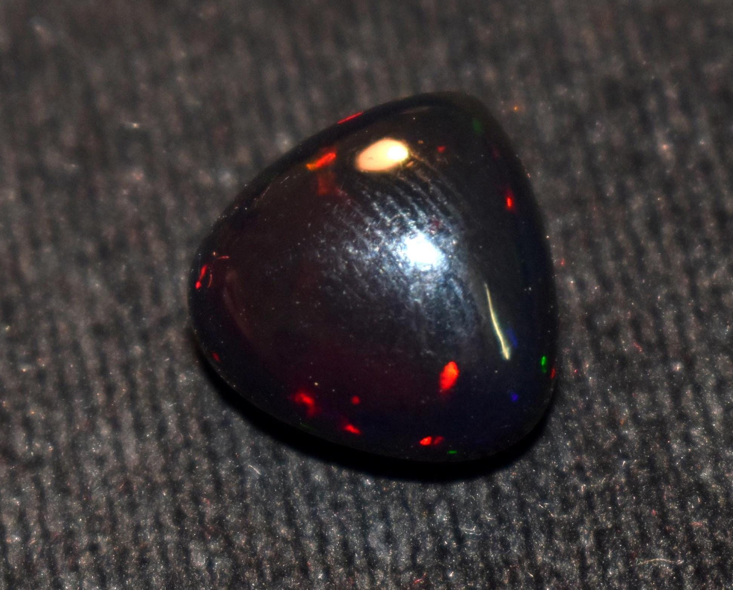Black Ethiopian Opal, Welo Fire Heart Shape Smooth Cabochon Loose Gemstone, 5.55 Ct, Size-13.5x13.5x7.5mm, For Jewelry Making,