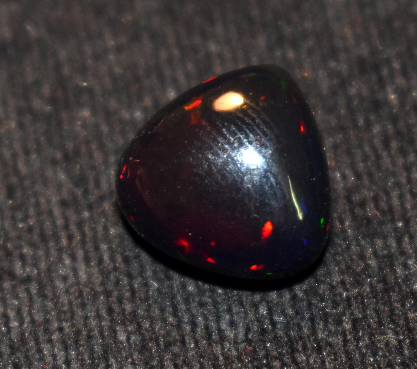 Black Ethiopian Opal, Welo Fire Heart Shape Smooth Cabochon Loose Gemstone, 5.55 Ct, Size-13.5x13.5x7.5mm, For Jewelry Making,