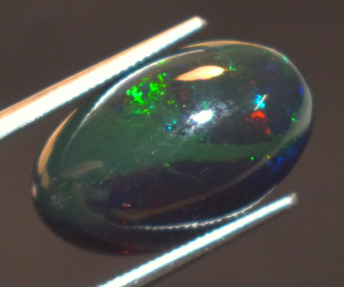 Black Ethiopian Opal, Oval Welo Fire Cabochon Loose Gemstone, 5.30 Carat, Size-9.5x15.5x8mm, For Jewelry Making,