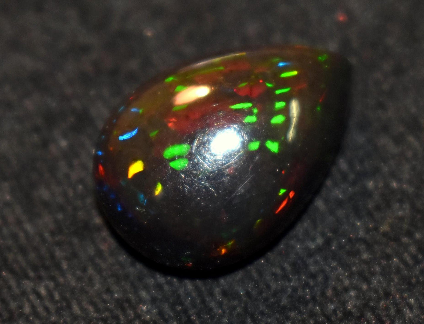 Black Ethiopian Opal, Pear Welo Fire Cabochon Loose Gemstone, 15.90 Carat, Size-16x22.5x10mm, For Jewelry Making,