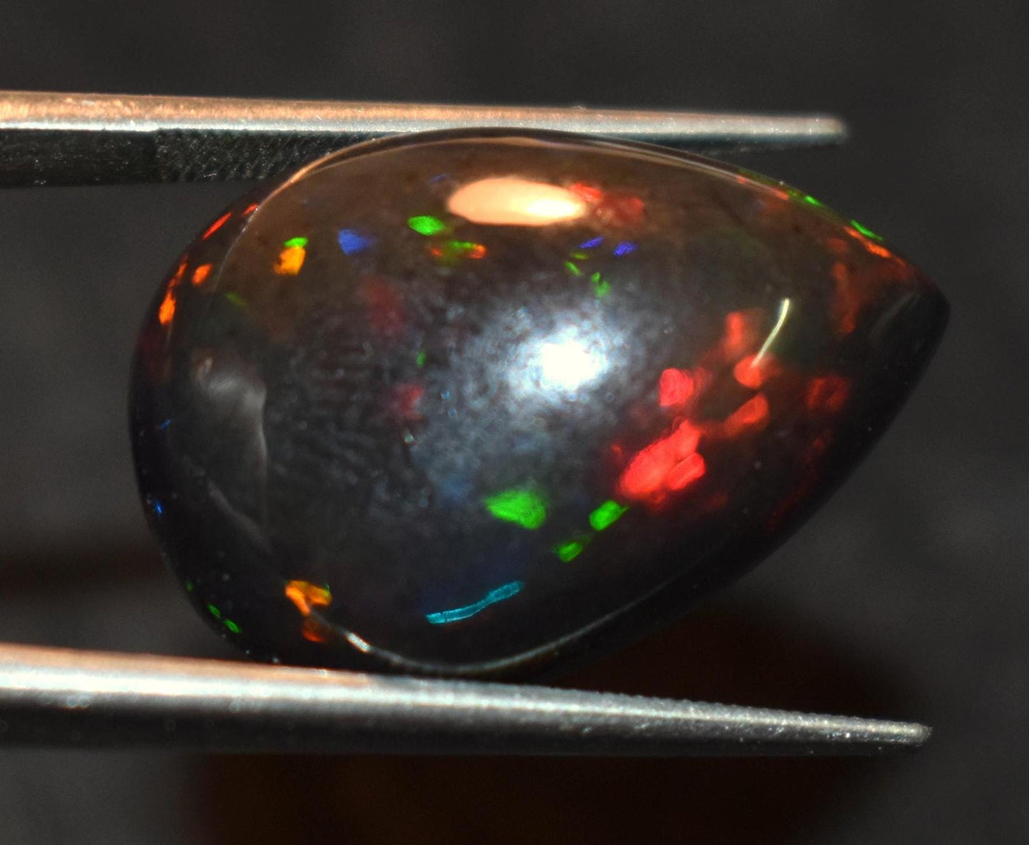 Black Ethiopian Opal, Pear Welo Fire Cabochon Loose Gemstone, 15.90 Carat, Size-16x22.5x10mm, For Jewelry Making,