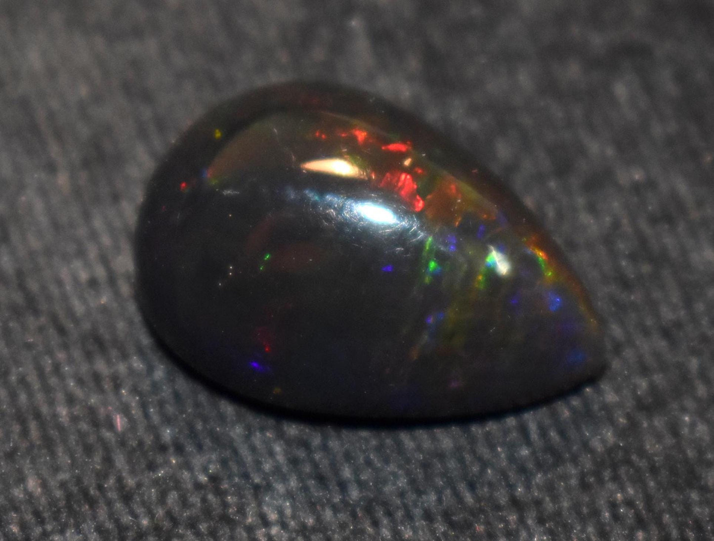 Black Ethiopian Opal, Pear Welo Fire Cabochon Loose Gemstone, 13.50 Carat, Size-16x22.5x10mm, For Jewelry Making,