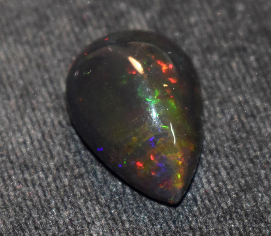Black Ethiopian Opal, Pear Welo Fire Cabochon Loose Gemstone, 13.50 Carat, Size-16x22.5x10mm, For Jewelry Making,