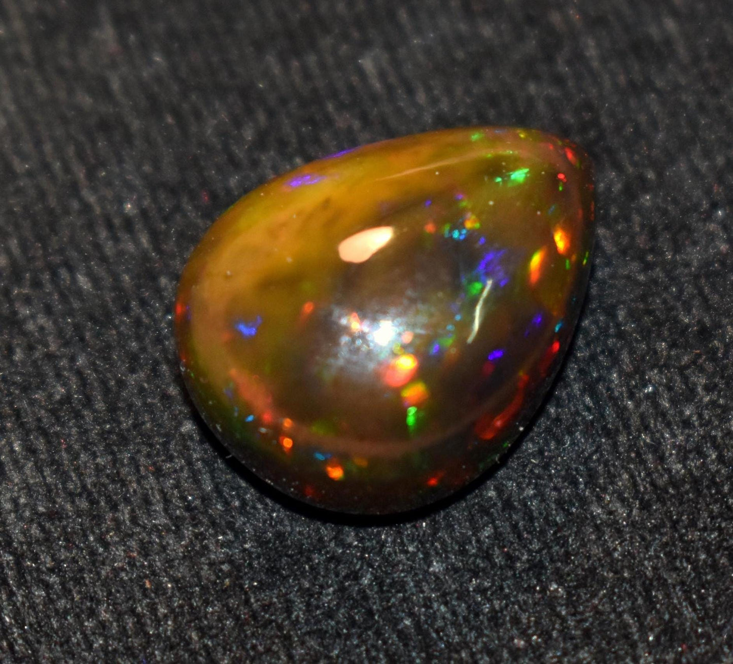 Black Ethiopian Opal, Pear Welo Fire Cabochon Loose Gemstone, 16.90 Carat, Size-16.5x21x10.5mm, For Jewelry Making,