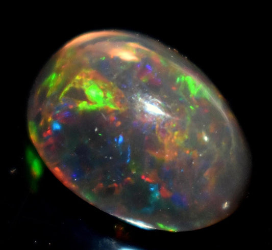 Black Ethiopian Opal, Oval Welo Fire Cabochon Loose Gemstone, 4.15 Carat, Size-9.5x12.5x7mm, For Jewelry Making,