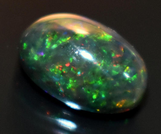 Black Ethiopian Opal, Oval Welo Fire Cabochon Loose Gemstone, 2.30 Carat, Size-7.5x12x5.5mm, For Jewelry Making,