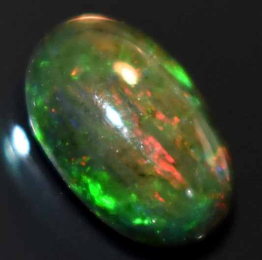 Black Ethiopian Opal, Oval Welo Fire Cabochon Loose Gemstone, 2.20 Carat, Size-8x12x4.5mm, For Jewelry Making,