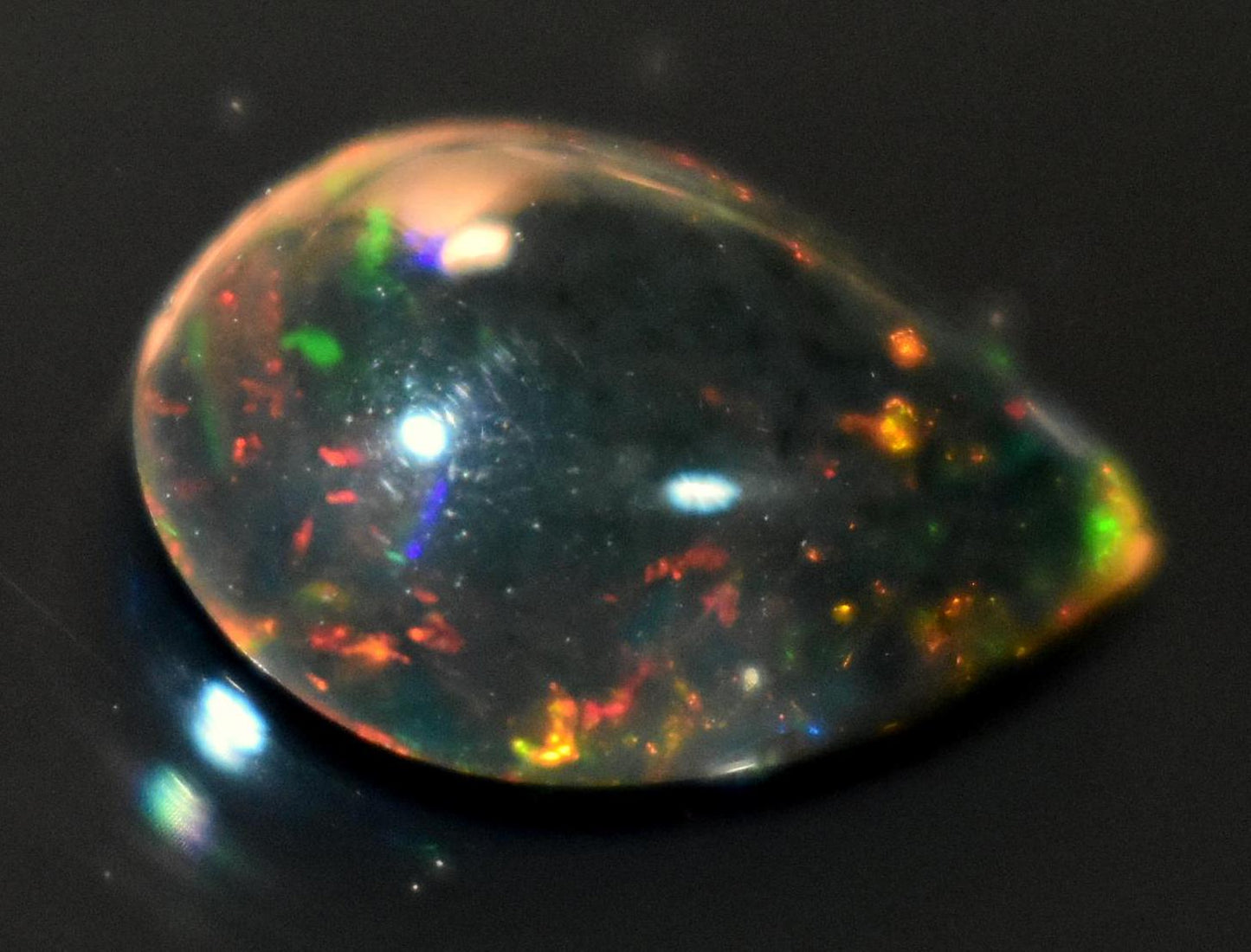 Black Ethiopian Opal, Pear Welo Fire Cabochon Loose Gemstone, 1.65 Carat, Size-8.5x12.5x4mm, For Jewelry Making,