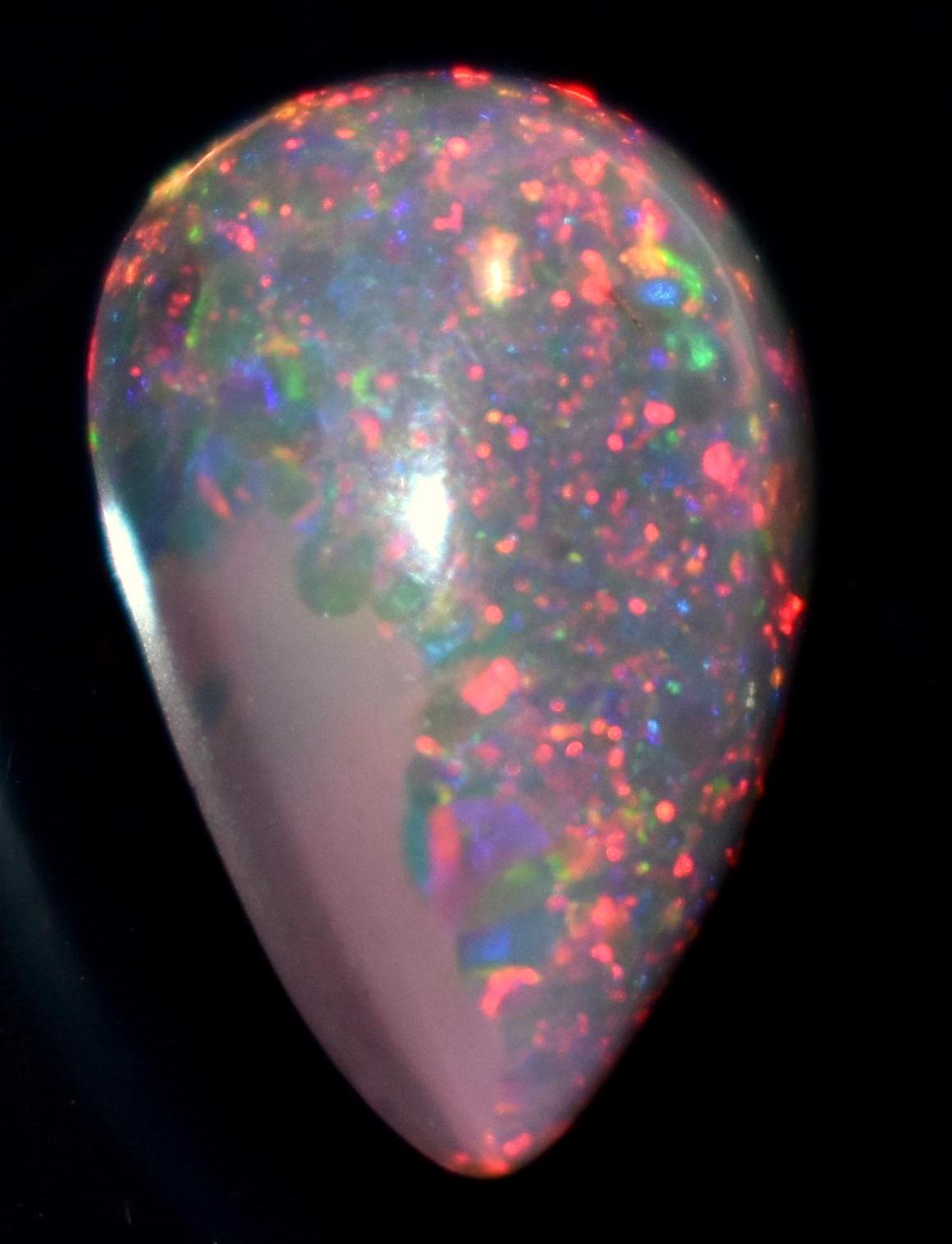 Black Ethiopian Opal, Pear Welo Fire Cabochon Loose Gemstone, 3.30 Carat, Size-9x13x6mm, For Jewelry Making,