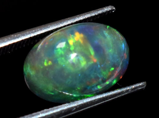 Black Ethiopian Opal, Oval Welo Fire Cabochon Loose Gemstone, 2.65 Crt, Size-8x11.5x6.5mm, For Jewelry Making,