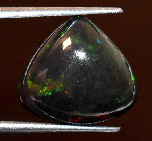 Black Ethiopian Opal, Heart Shape Welo Fire Cabochon Loose Gemstone, 5.25 Crt, Size-15x14x6mm, For Jewelry Making,