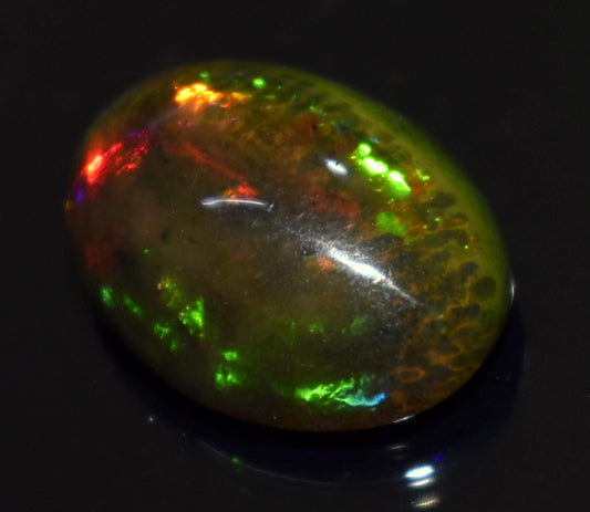 Black Ethiopian Opal, Oval Welo Fire Cabochon Loose Gemstone, 7.15 Carat, Size-13x17x7mm, For Jewelry Making, PC-1